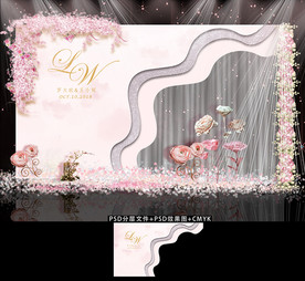 粉色主题婚礼迎宾背景