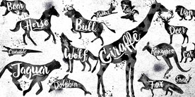 水墨手绘动物背景墙