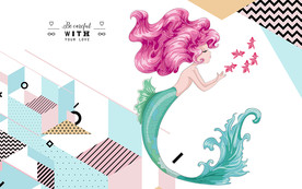 美人鱼时尚背景墙