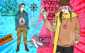 时尚服装涂鸦背景墙