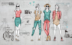 时尚生活女孩背景墙