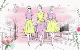 清新美少女时尚背景墙