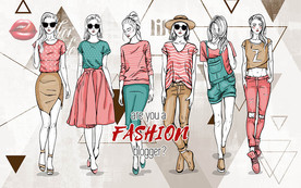 美女模特服装背景墙