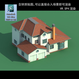 中式建筑 多层建筑 别墅模型