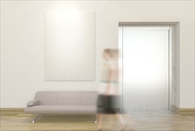 简约玻璃窗风格海报样机图片