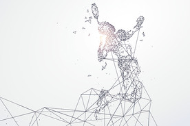 羽毛球创意线条人物设计素材