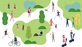 公园人群矢量设计素材