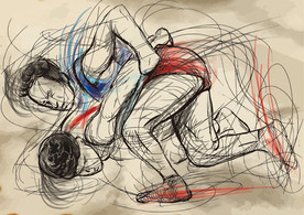 手绘矢量摔跤手人物设计