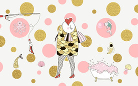 时尚美人鱼时尚背景墙