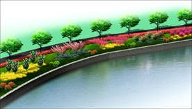 河道护坡绿化效果图