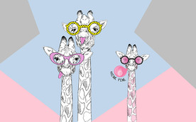 长颈鹿时尚卡通背景墙