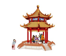 带亭子 月饼素材