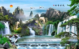 流水生财背景墙