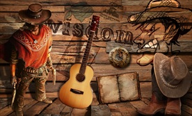 西部牛仔复古木板背景墙