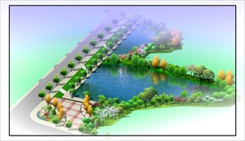 坑塘绿化效果图