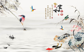 家和富贵水墨中式背景墙