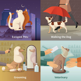 时尚宠物插画设计素材