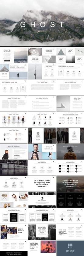 欧美黑白杂志风极简PPT