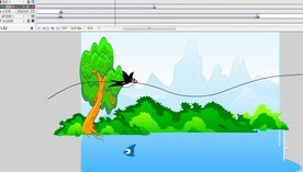 引导线小鸟河边飞过10秒动画