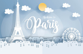 巴黎剪纸立体背景墙