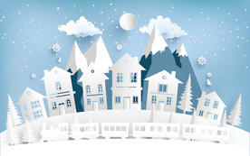 乡村铁路剪纸立体背景墙