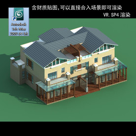 中式建筑 多层建筑 别墅模型