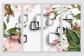 大朵手绘月季移门