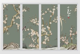 中式十里飘香花卉移门