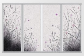 水墨水彩植物草丛移门