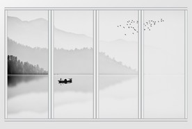 新中式意境水墨山水移门