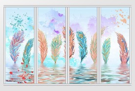 现代简约金色羽毛移门