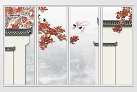 新中式马头墙梅花移门