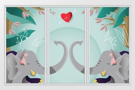 卡通现代北欧动植物移门