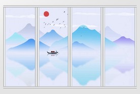 新中式水墨山水风格移门