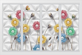 现代简约温馨3D立体花朵移门