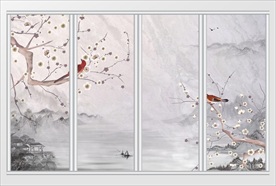 中式山水画移门