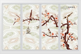 新中式花开富贵移门