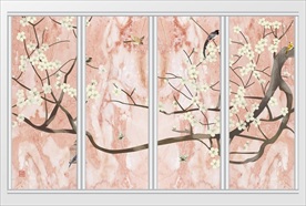 新中式梨树飞鸟移门