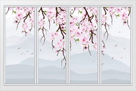 现代简约清新花卉浪漫移门