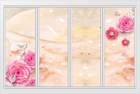 现代简约鲜花移门