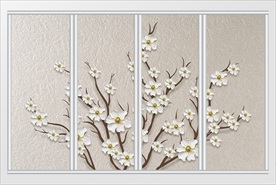 现代简约立体花卉移门