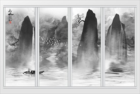 新中式山水画移门