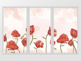 温馨罂粟花卉浪漫移门