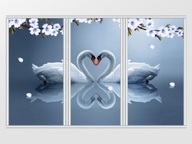 现代简约梦幻天鹅移门