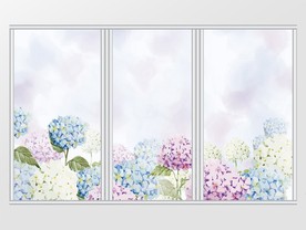 现代简约手绘水彩绣球花移门