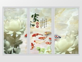 清雅玉雕荷花移门