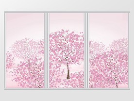 现代简约浪漫梦幻桃花林移门