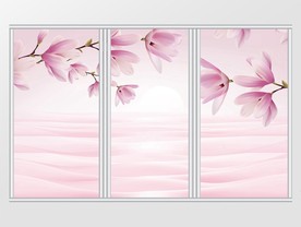 现代简约梦幻花卉移门