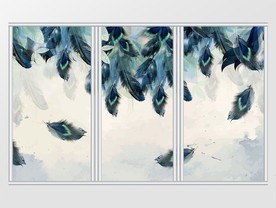 现代简约梦幻羽毛移门