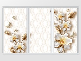 金色立体雕花珍珠蝴蝶移门